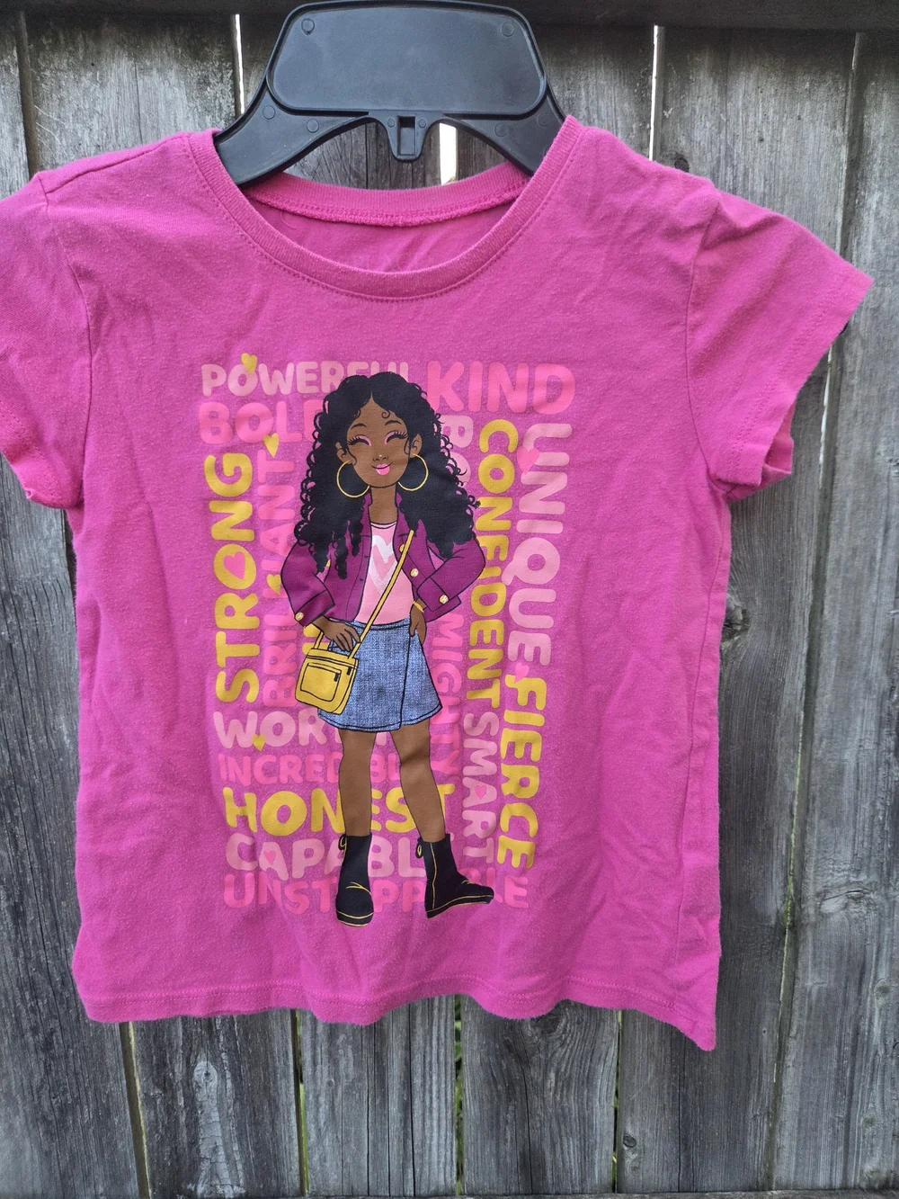 Childrens Place Girls' Pink Graphic Tee with Confident Character Design